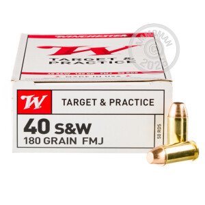Photograph showing detail of 40 S&W WINCHESTER 180 GRAIN FMJ (500 ROUNDS)