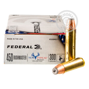An image of 450 Bushmaster ammo made by Federal at AmmoMan.com.
