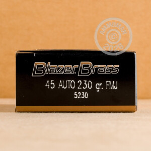 Image of .45 Automatic ammo by Blazer Brass that's ideal for Subsonic, training at the range.