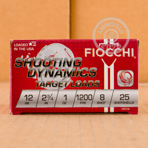 Image of the 12 GAUGE FIOCCHI 2-3/4" 1 OZ. #8 SHOT (25 ROUNDS) available at AmmoMan.com.