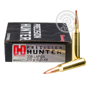An image of 338 Lapua Magnum ammo made by Hornady at AmmoMan.com.
