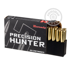Image of 338 Lapua Magnum ammo by Hornady that's ideal for big game hunting, whitetail hunting.