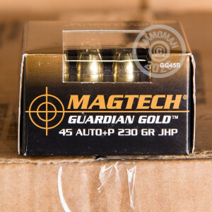 A photo of a box of Magtech ammo in .45 Automatic.