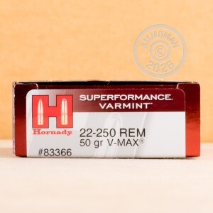 Photo of 22-250 Remington V-MAX ammo by Hornady for sale.
