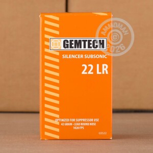 Photograph of .22 Long Rifle ammo with Lead Round Nose (LRN) ideal for Subsonic, training at the range.