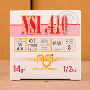 Image of the 410 BORE NOBELSPORT 2-1/2" 1/2 OZ. #8 SHOT (250 ROUNDS) available at AmmoMan.com.