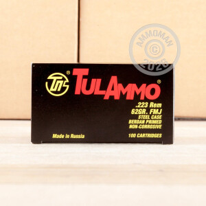 Image of 223 Remington ammo by Tula Cartridge Works that's ideal for training at the range.