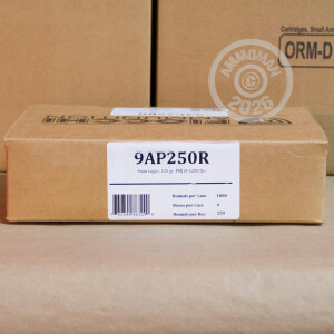 Photo detailing the 9MM LUGER FIOCCHI RANGE PACK 115 GRAIN FMJ (250 ROUNDS) for sale at AmmoMan.com.