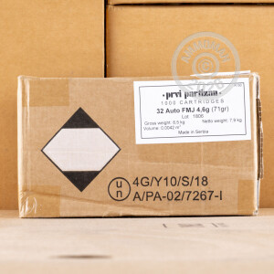 A photo of a box of Prvi Partizan ammo in .32 ACP.