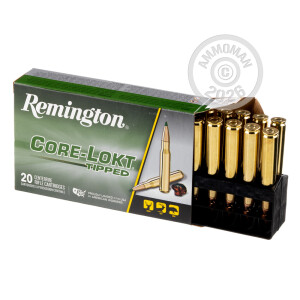 Photo detailing the 30-06 REMINGTON CORE-LOKT TIPPED 150 GRAIN POLYMER TIP (20 ROUNDS) for sale at AmmoMan.com.