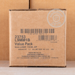 Image of the 9MM REMINGTON UMC 115 GRAIN JHP (600 ROUNDS) available at AmmoMan.com.