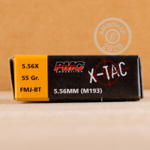 Photo of 5.56x45mm Full Metal Jacket Boat Tail (FMJ-BT) ammo by PMC for sale.