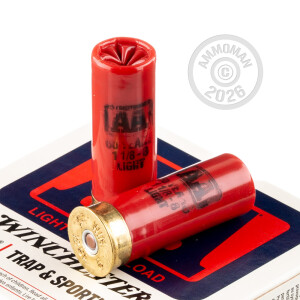 Photo detailing the 12 GAUGE WINCHESTER AA LIGHT TARGET 2-3/4" GRAIN #8 SHOT (250 ROUNDS) for sale at AmmoMan.com.