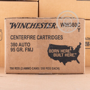 Photograph showing detail of 380 ACP WINCHESTER 95 GRAIN FMJ (350 ROUNDS IN FIELD BOX)