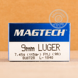 Photo of 9mm Luger FMJ ammo by Magtech for sale at AmmoMan.com.