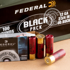  #00 Buck shotgun rounds for sale at AmmoMan.com - 100 rounds.