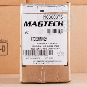 Image of the 9MM LUGER MAGTECH 95 GRAIN JSP (50 ROUNDS) available at AmmoMan.com.