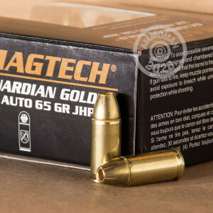 Photo detailing the 32 ACP MAGTECH GUARDIAN GOLD 65 GRAIN JHP (20 ROUNDS) for sale at AmmoMan.com.