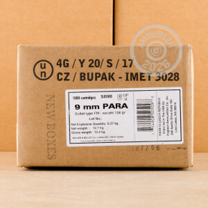 Photograph showing detail of 9MM LUGER SELLIER & BELLOT 124 GRAIN FMJ (50 ROUNDS)