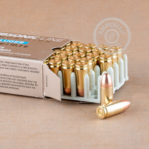 A photograph detailing the 9mm Luger ammo with FMJ bullets made by Prvi Partizan.
