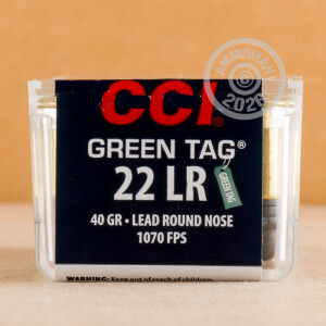 Photograph of .22 Long Rifle ammo with Lead Round Nose (LRN) ideal for precision shooting, Subsonic, training at the range.