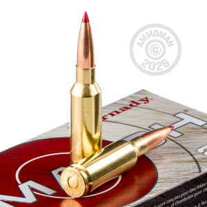 A photograph detailing the 6mm ARC ammo with ELD-VT bullets made by Hornady.