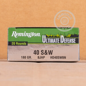 Photograph showing detail of .40 S&W REMINGTON ULTIMATE DEFENSE 180 GRAIN BJHP (20 ROUNDS)