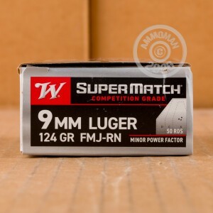 An image of 9mm Luger ammo made by Winchester at AmmoMan.com.