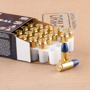 A photograph detailing the 9mm Luger ammo with segmented hollow point bullets made by Federal.