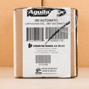 Photograph showing detail of 380 ACP AGUILA 95 GRAIN FMJ (50 ROUNDS)