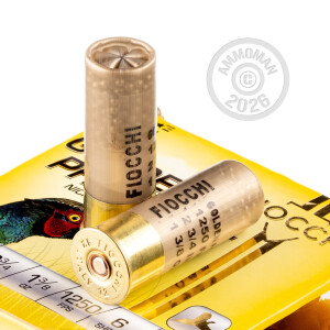 Photograph showing detail of 12 GAUGE FIOCCHI GOLDEN PHEASANT 2-3/4" 1-3/8 OZ. #6 NICKEL PLATED SHOT (250 ROUNDS)