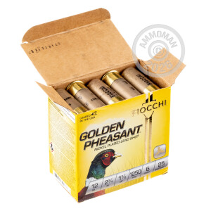 Image of 12 GAUGE FIOCCHI GOLDEN PHEASANT 2-3/4" 1-3/8 OZ. #6 NICKEL PLATED SHOT (250 ROUNDS)