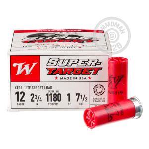 Photo detailing the 12 GAUGE WINCHESTER SUPER TARGET 2-3/4" 1 OZ. #7-1/2 SHOT (250 ROUNDS) for sale at AmmoMan.com.