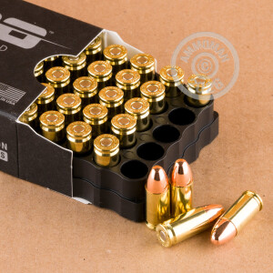 A photograph of 1000 rounds of 115 grain 9mm Luger ammo with a Total Metal Jacket (TMJ) bullet for sale.