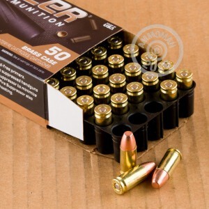 Photograph showing detail of 9MM BLAZER BRASS CLEAN-FIRE SUPPRESSOR 147 GRAIN TMJ FN (500 ROUNDS)
