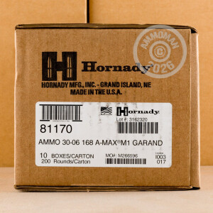 Image of Hornady 30.06 Springfield rifle ammunition.