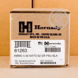 A photo of a box of Hornady ammo in 5.56x45mm.