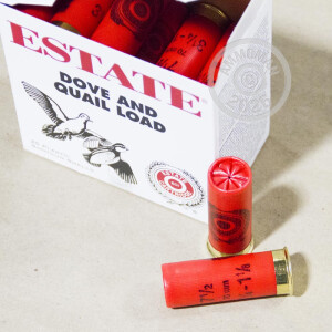 Photo detailing the 12 GAUGE ESTATE DOVE AND QUAIL 2-3/4" #7.5 SHOT (250 SHELLS) for sale at AmmoMan.com.