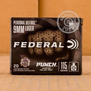 Photo detailing the 9MM FEDERAL PUNCH 115 GRAIN JHP (20 ROUNDS) for sale at AmmoMan.com.