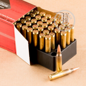 A photograph of 50 rounds of 62 grain 5.56x45mm ammo with a TSX bullet for sale.