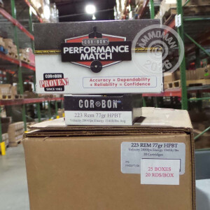 An image of 223 Remington ammo made by Corbon at AmmoMan.com.