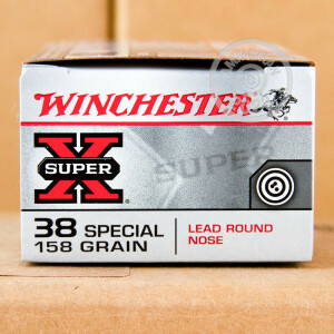 Photo detailing the 38 SPECIAL WINCHESTER SUPER-X 158 GRAIN LRN (50 ROUNDS) for sale at AmmoMan.com.