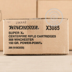 Photo detailing the 308 WIN WINCHESTER SUPER-X 150 GRAIN POWER-POINT (200 ROUNDS) for sale at AmmoMan.com.