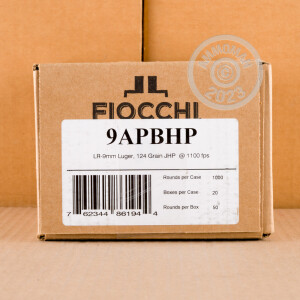 Image of the 9MM LUGER FIOCCHI 124 GRAIN JHP (50 ROUNDS) available at AmmoMan.com.