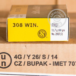 Image of the 308 WIN SELLIER & BELLOT 180 GRAIN FMJ (20 ROUNDS) available at AmmoMan.com.