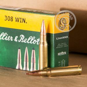 Photo detailing the 308 WIN SELLIER & BELLOT 180 GRAIN FMJ (500 ROUNDS) for sale at AmmoMan.com.
