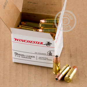 Image of the 9MM WINCHESTER USA 115 GRAIN JHP (1000 ROUNDS) available at AmmoMan.com.