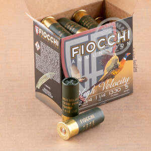 Image of the 12 GAUGE FIOCCHI HIGH VELOCITY 2-3/4“ 1-1/4 OZ. #5 SHOT (25 ROUNDS) available at AmmoMan.com.