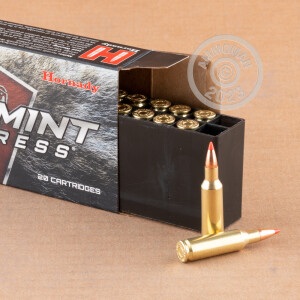 Image of .224 Valkyrie ammo by Hornady that's ideal for hunting varmint sized game.