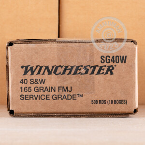 Photograph showing detail of 40 S&W WINCHESTER SERVICE GRADE 165 GRAIN FMJ (50 ROUNDS)
